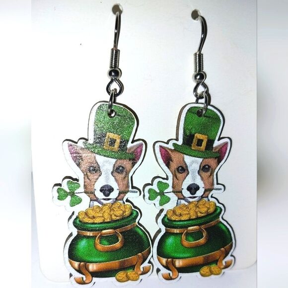 Super cute St Patrick's lucky green earrings - Picture 4 of 5